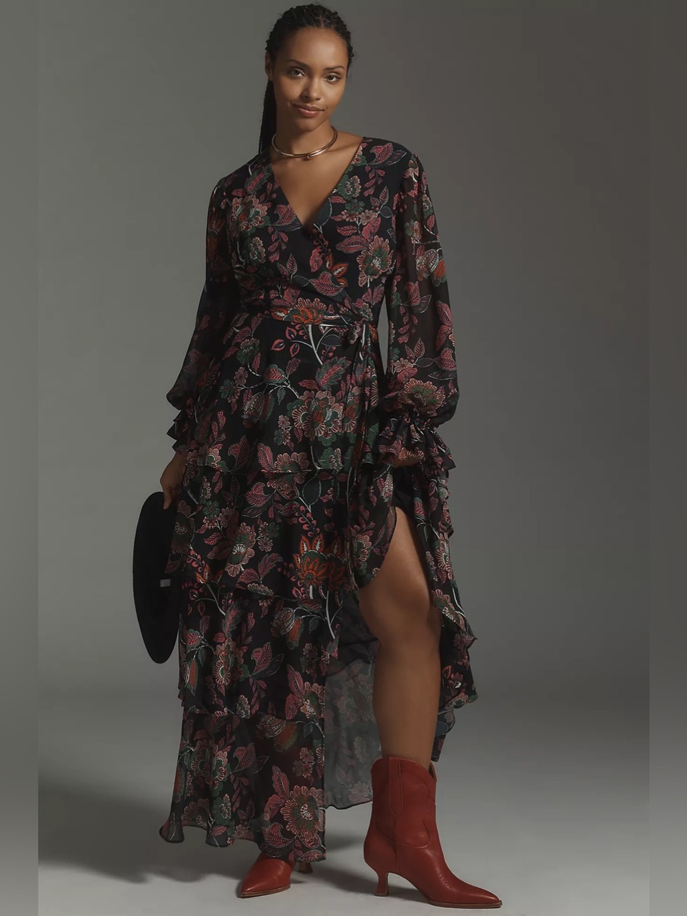 Anthropologie Hutch Long-Sleeve V-Neck Wrap Maxi Dress – Size 1X – Sold Out - Picture 1 of 16